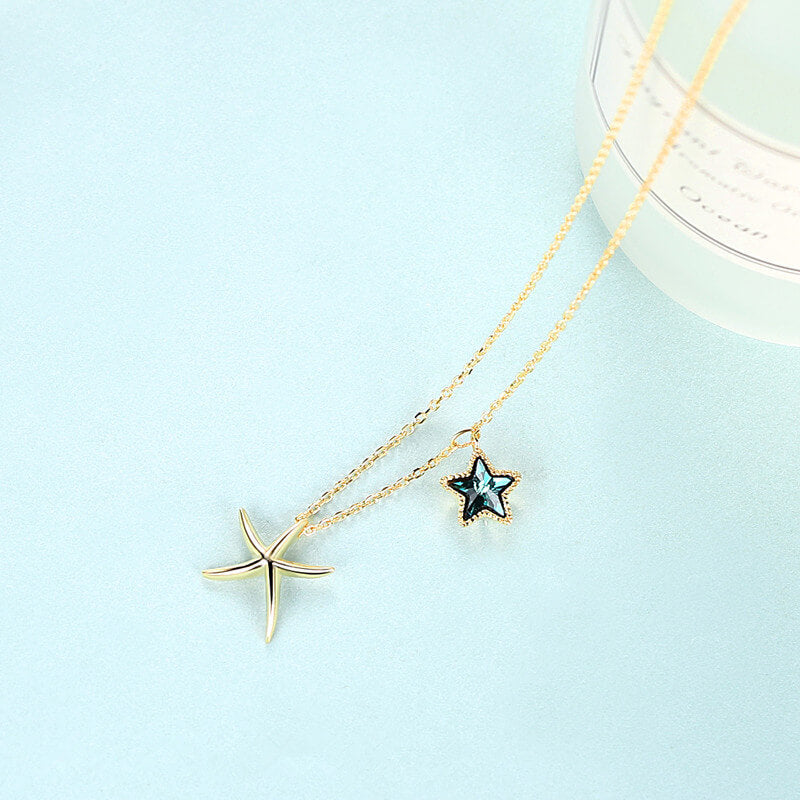 starfish necklace with blue star pandent