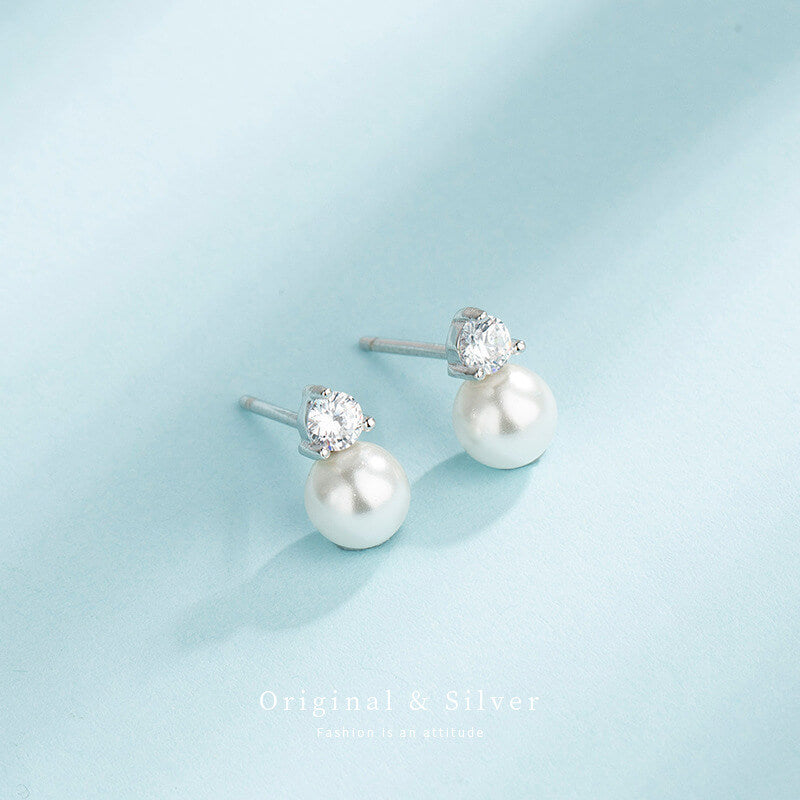 faux diamond and pearl earrings