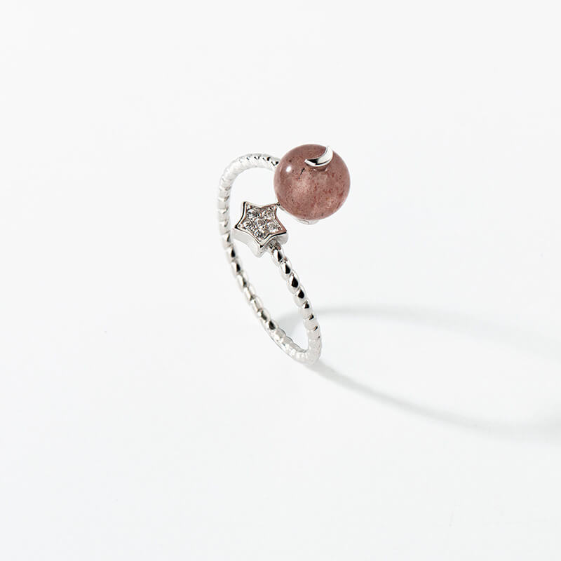 women`s strawberry crystal finger star open ring
