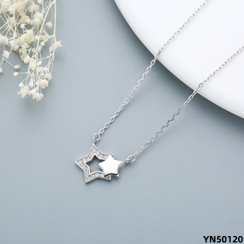 double star necklace silver