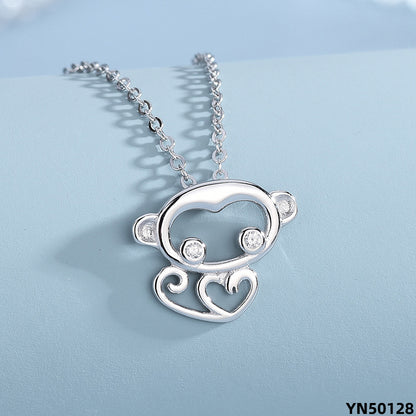 silver monkey necklace