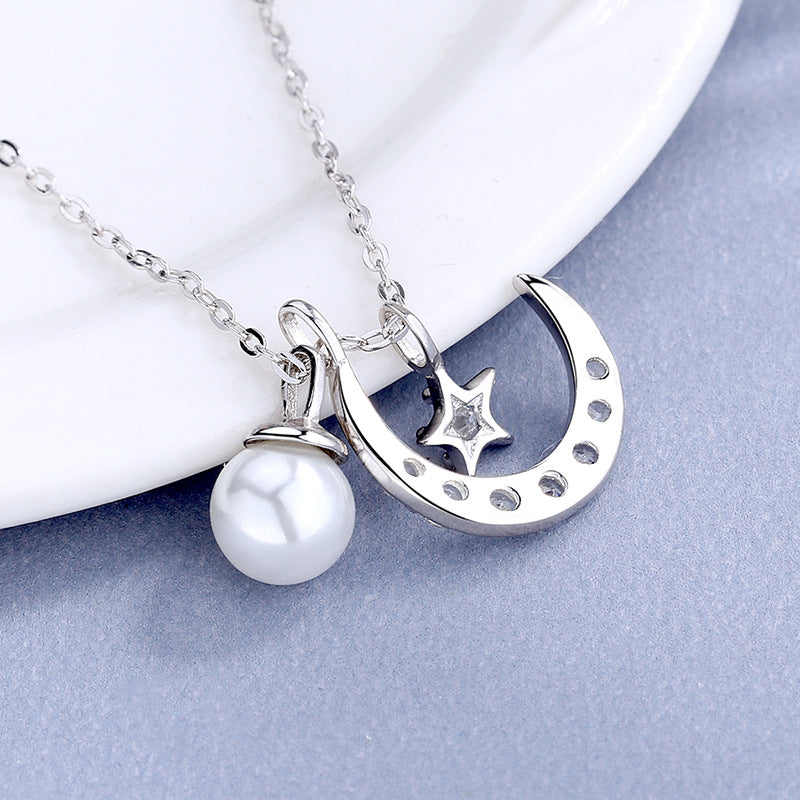 freshwater pearl moon necklace