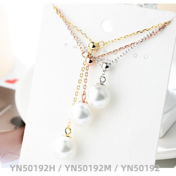 pearl y drop pendant necklace silver