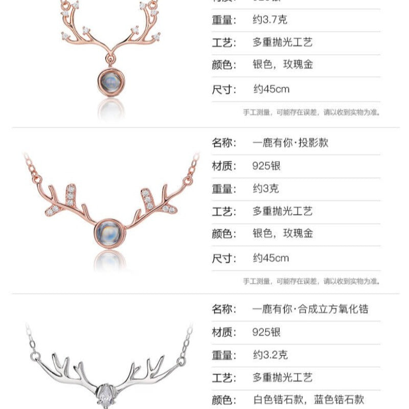 antler projection necklace silver