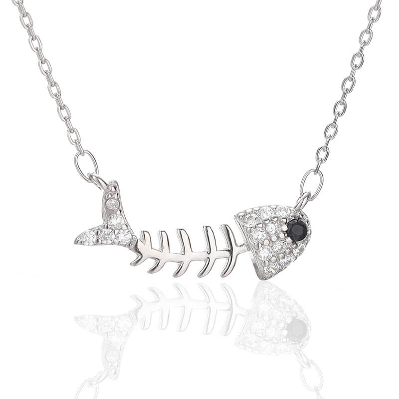 fishbone necklace silver