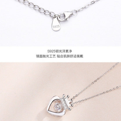 diamond heart crown necklace