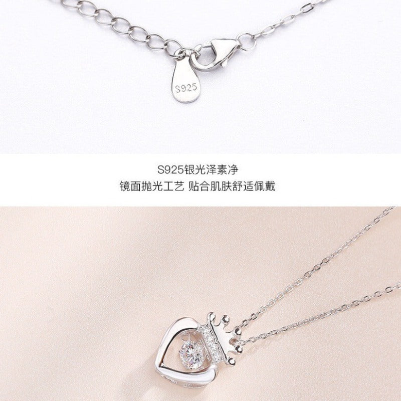 diamond heart crown necklace
