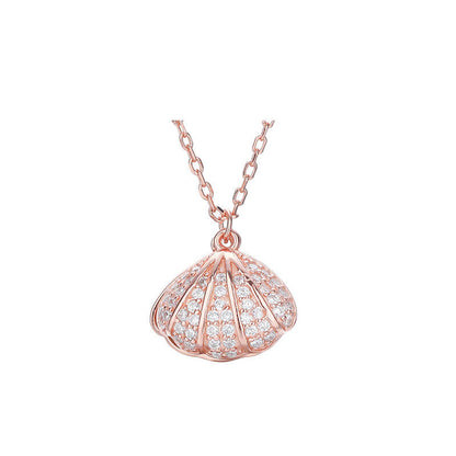 Shell Shaped Design With A Pearl Inside It Necklace Chain For Women And Girls