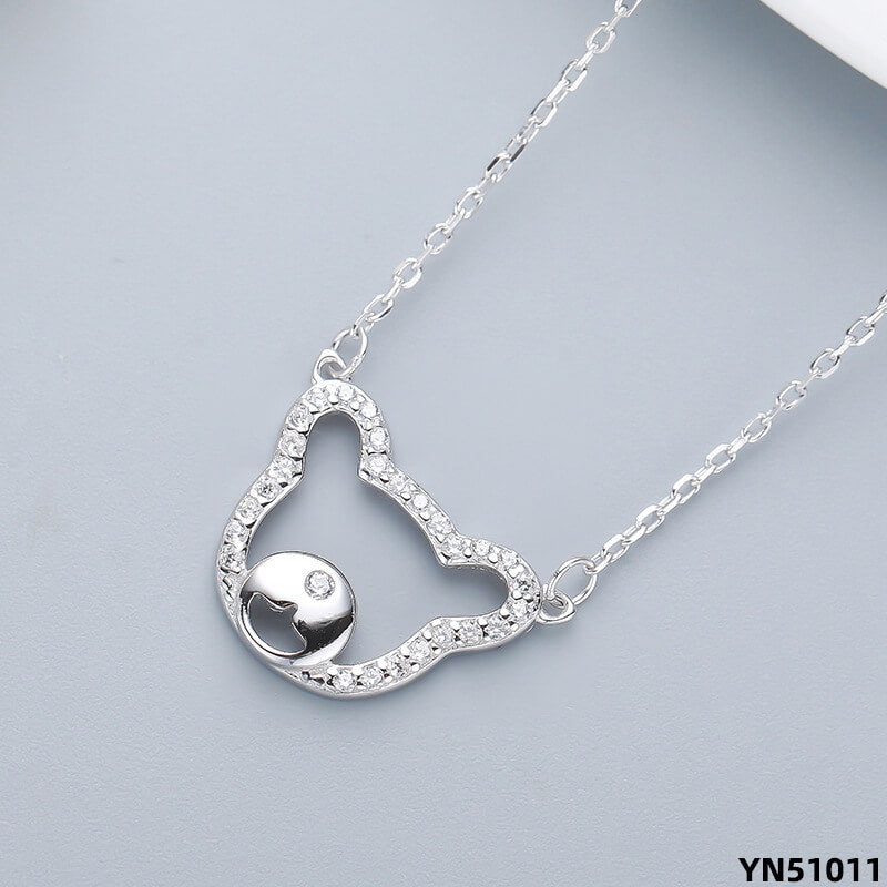 cat head necklace silver