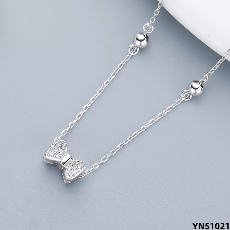 diamond bow tie necklace s925