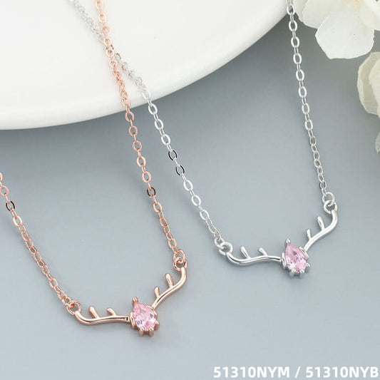 pink diamond antler pendant silver