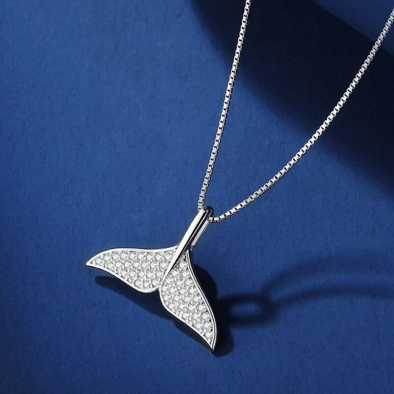 whale tail diamond pendant silver