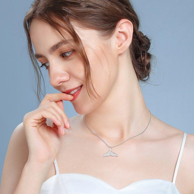 whale tail necklace white gold