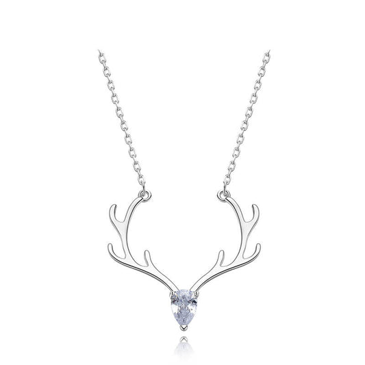 Crystal Pendant Antler Necklace