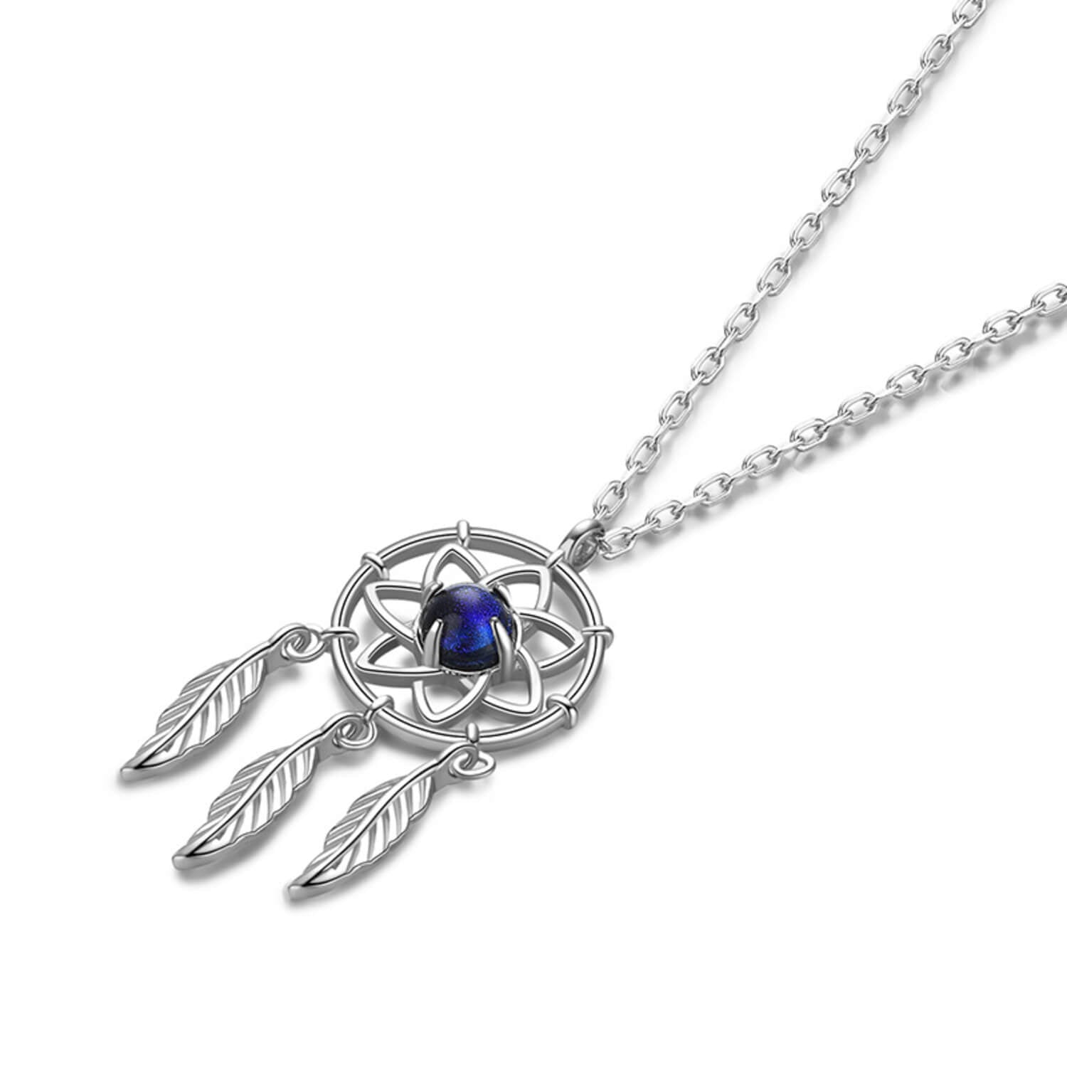 Women's Sterling Silver Dream Catcher Maple Leaf Clavicle Chain Pendant Dream Catcher Necklaces Necklace for Women