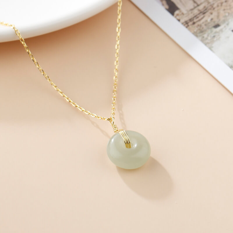 jade pendant silver necklace