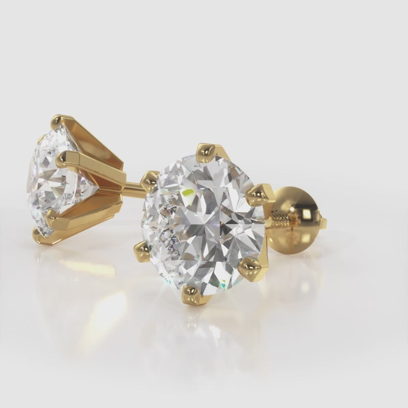 	 six prong diamond earrings