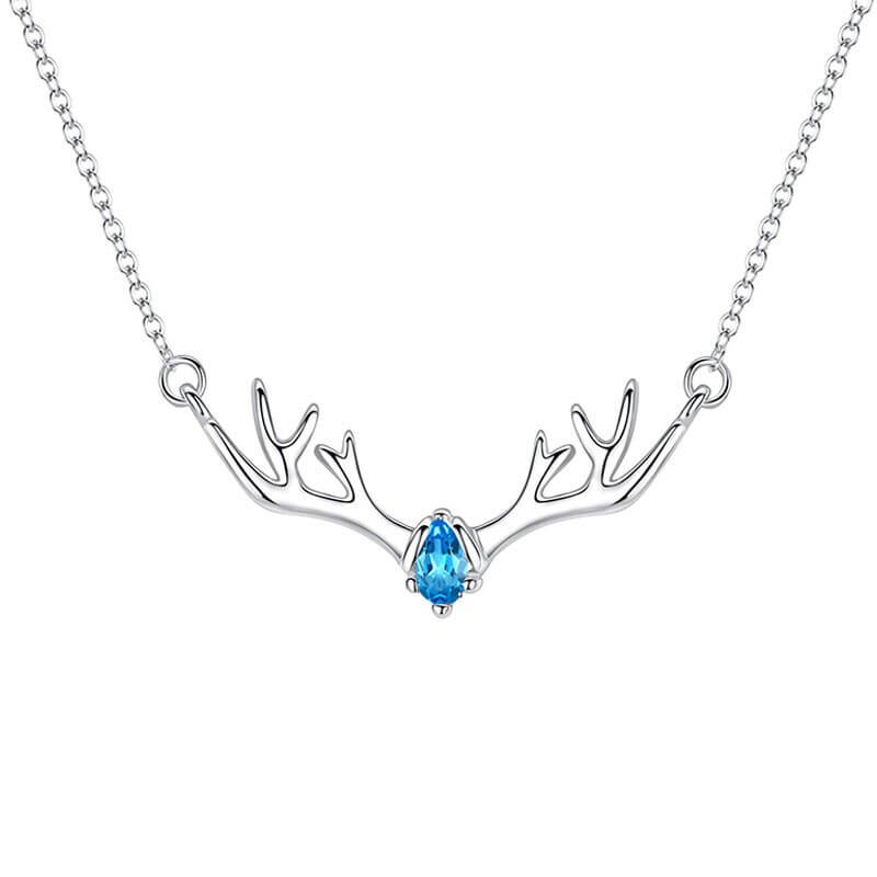 silver deer antler necklace