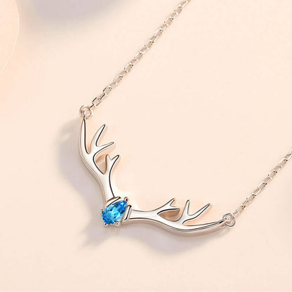 white gold antler necklace