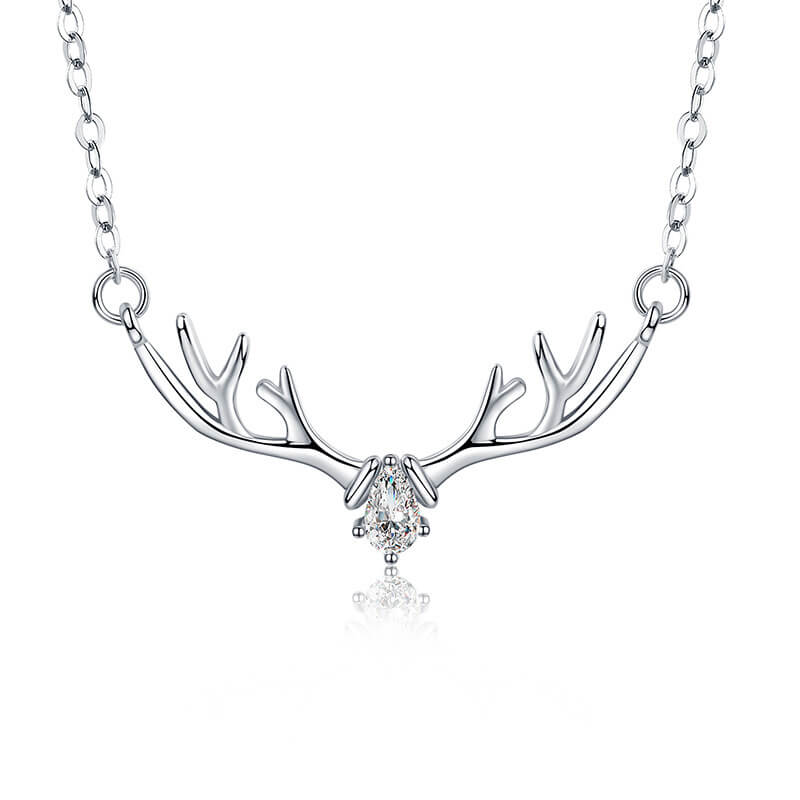 sterling silver deer antler necklace