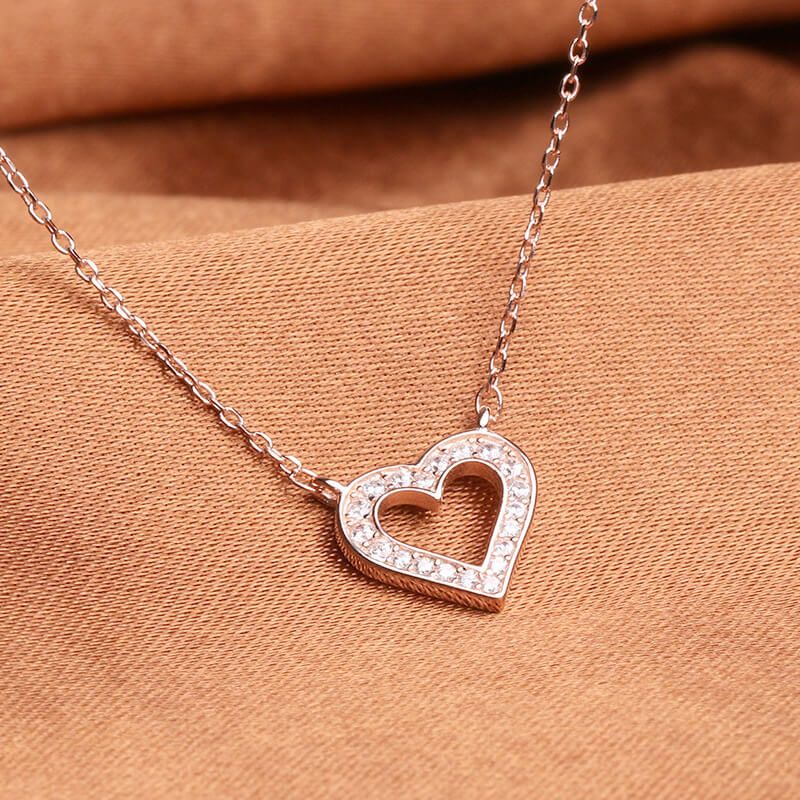 diamond heart necklace sterling silver