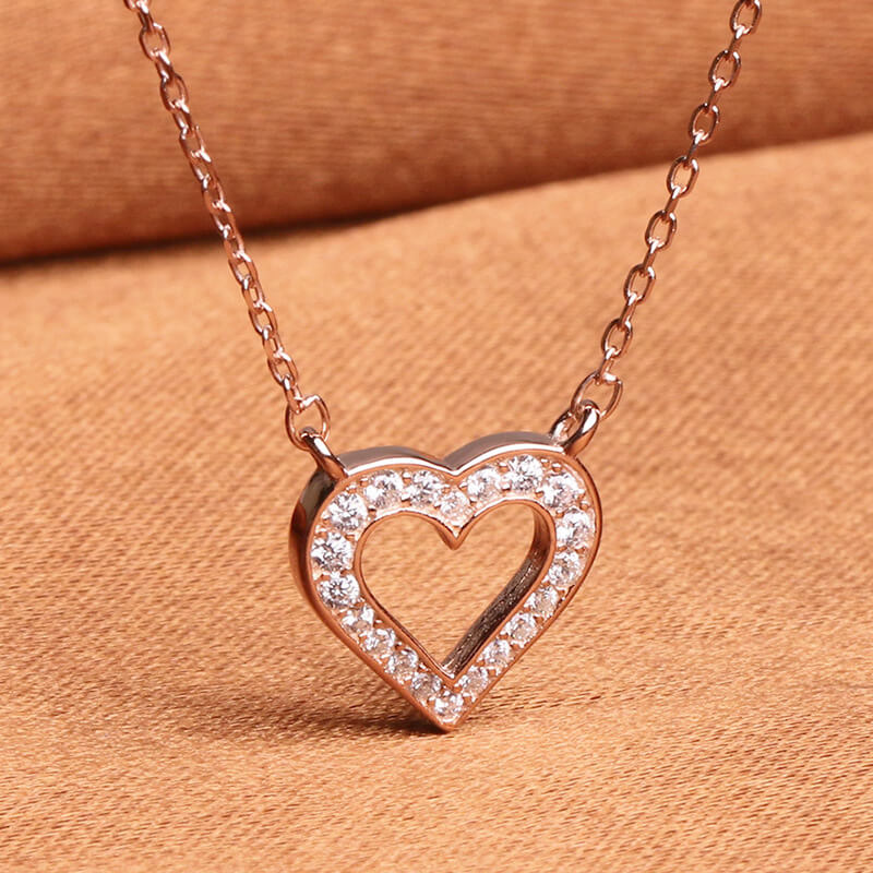diamond heart necklace white gold