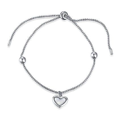 silver heart bracelet white gold color