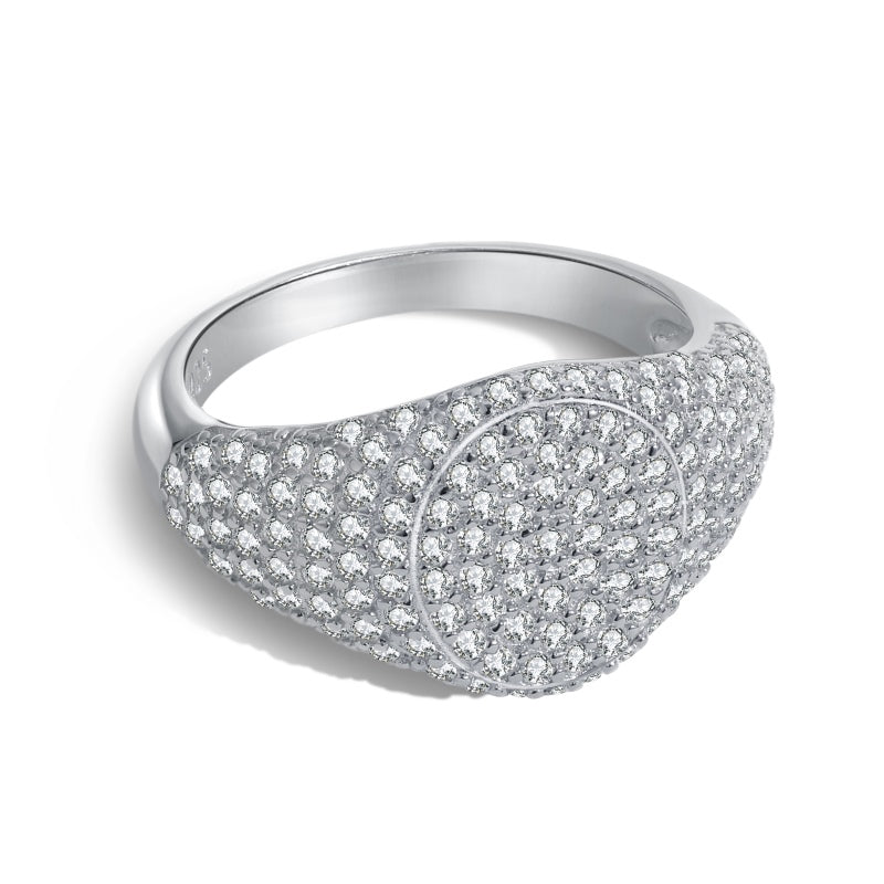 pave diamond ring silver