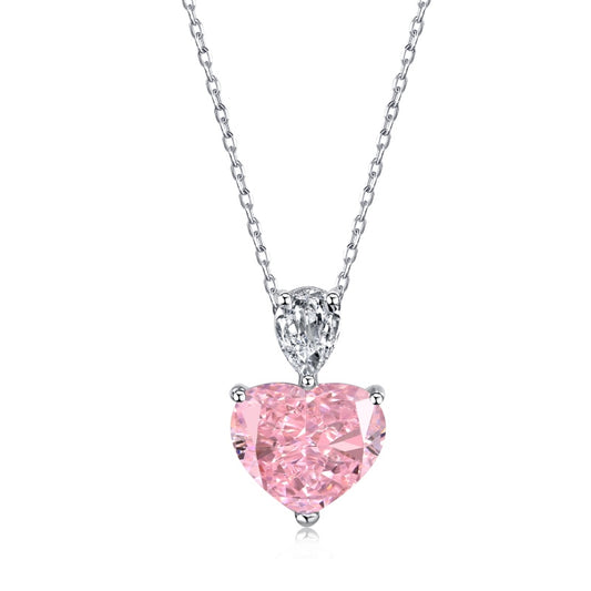 pink solitaire pendant heart necklace