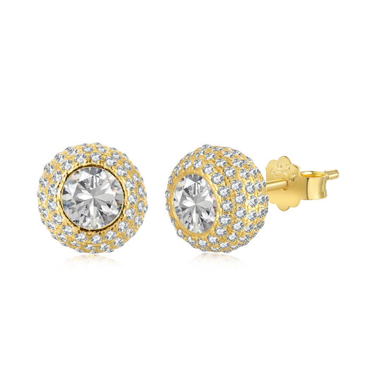 pave diamond earrings gold color