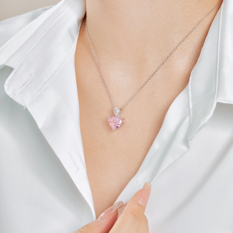 pink solitaire heart necklace pendant wholesale