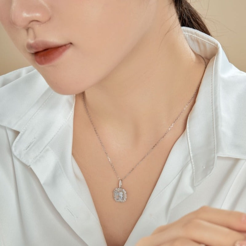 square diamond pendant necklace