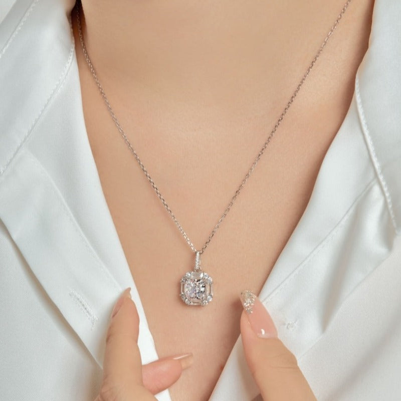 square diamond necklace for women