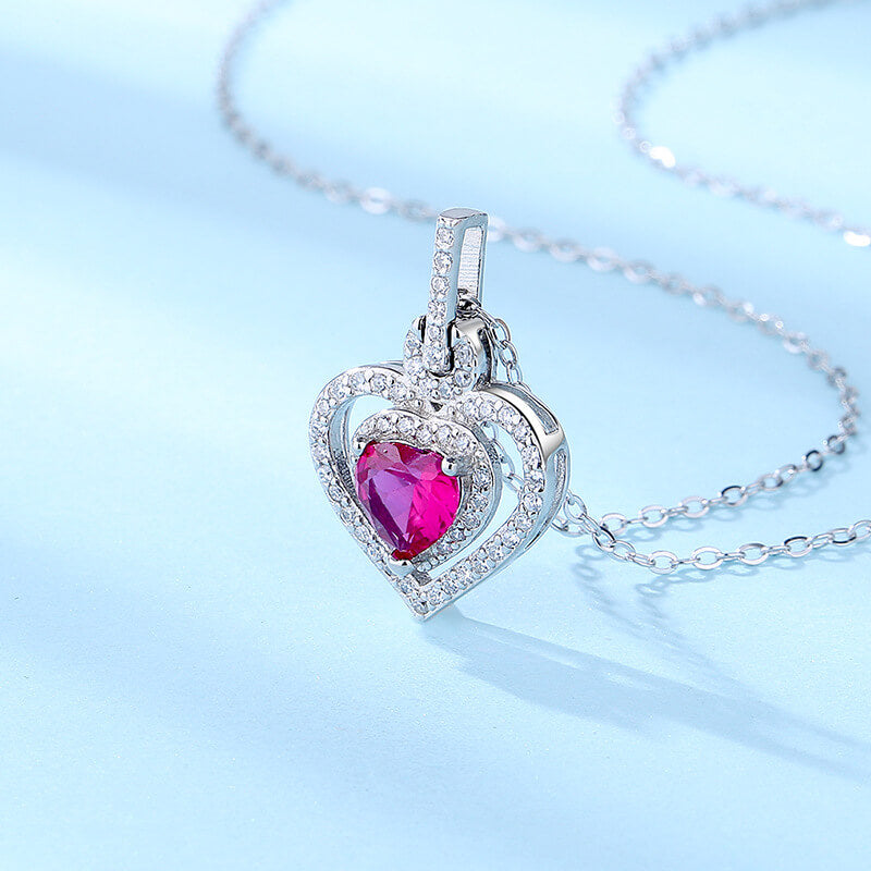 pink heart sapphire necklace