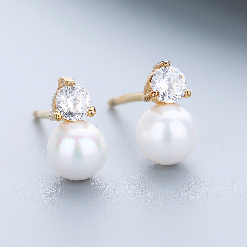 pearl and diamond stud earrings for women