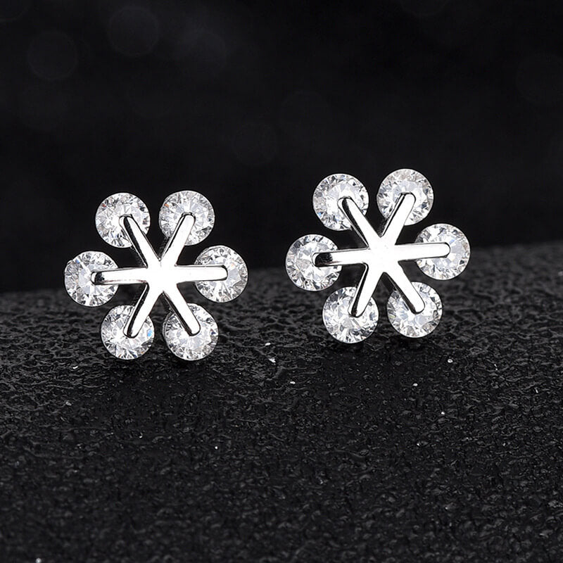 diamond flower earring sterling silver