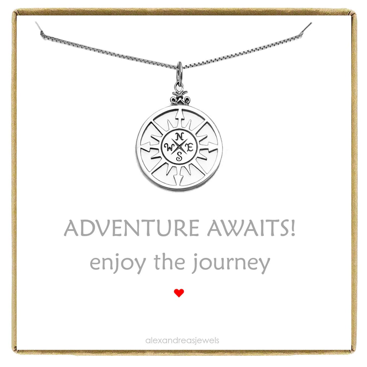 mens sterling silver compass pendant necklace