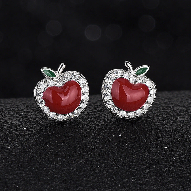 enamel apple earrings