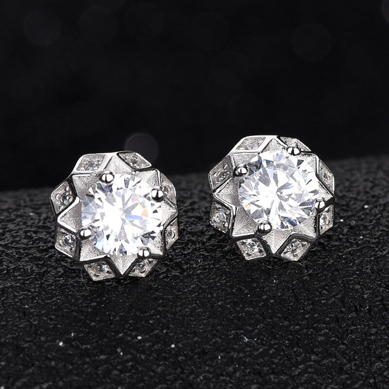 sterling silver diamonds stud earrings