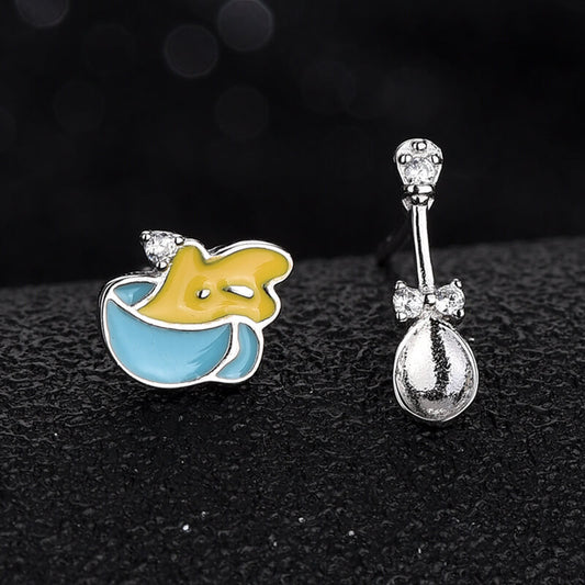 sterling silver spoon plate stud earring