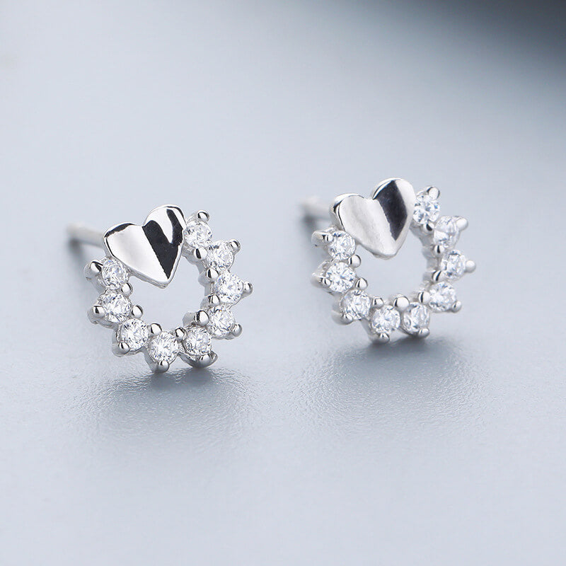 silver heart outline earrings