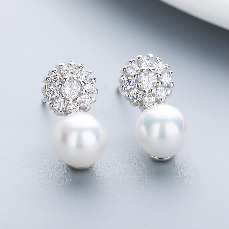 pearl drop earrings for women silver