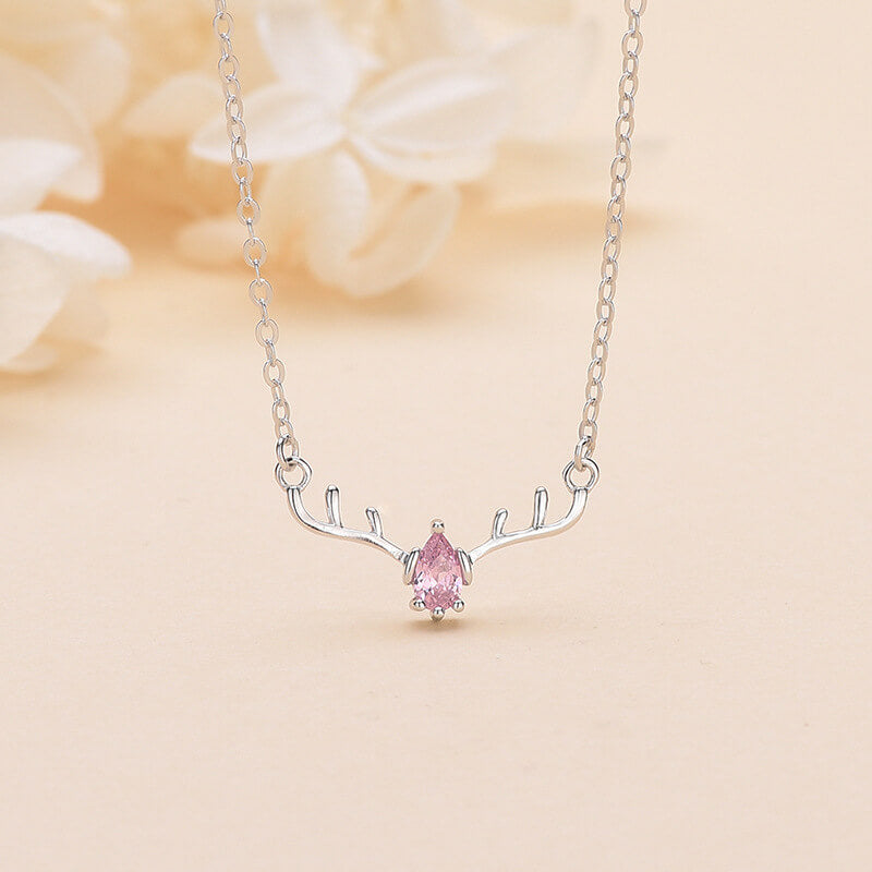 pink diamond antler necklace sterling 