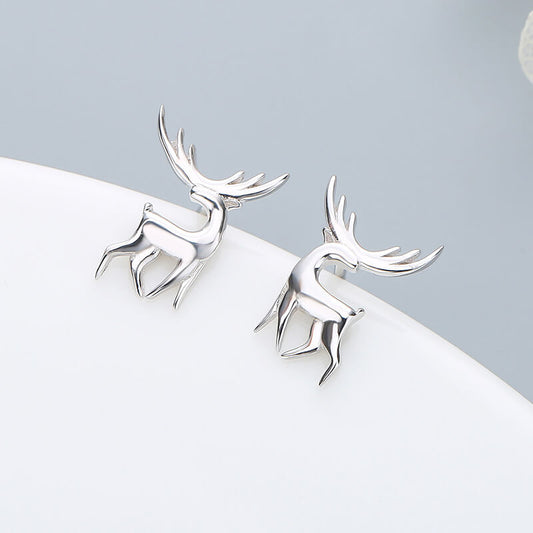 sterling silver deer stud earrings
