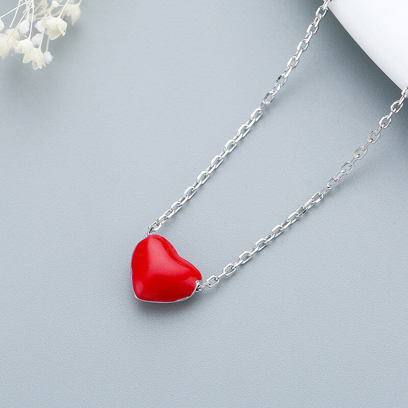 sterling silver red heart necklace