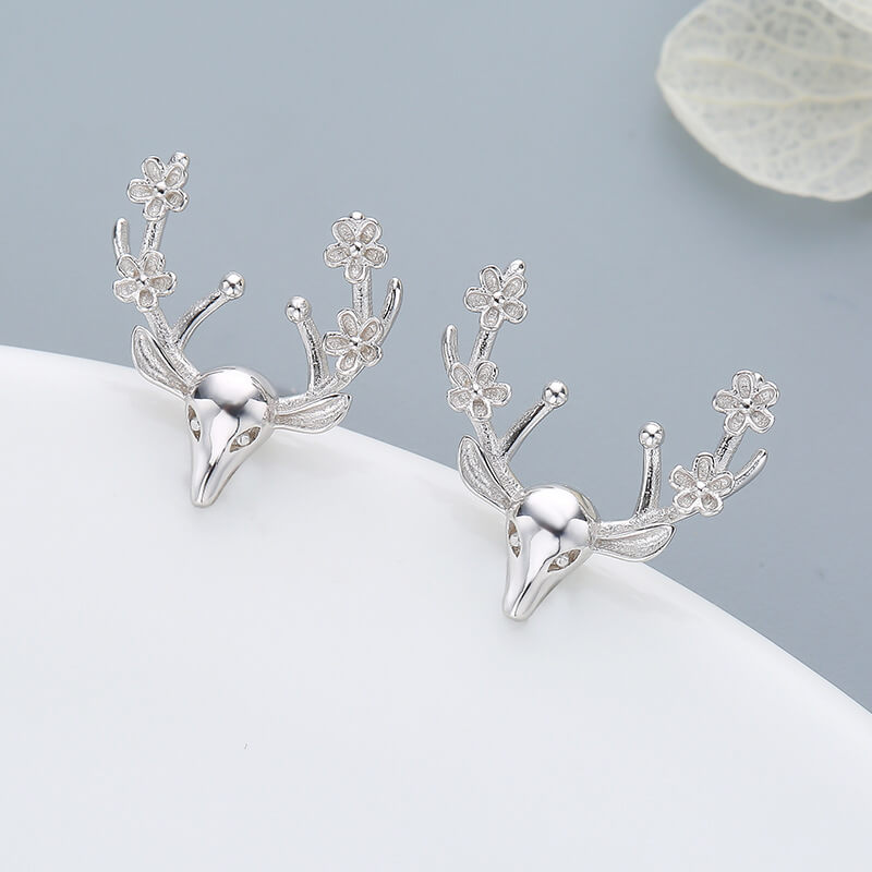 sterling silver deer earrings studs