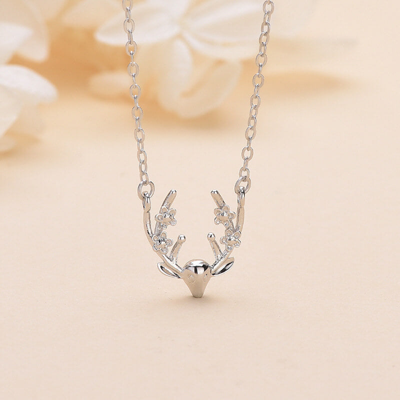 elk head necklace silver