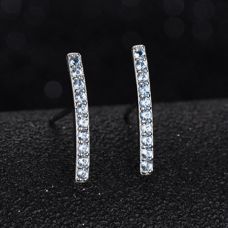 sterling silver diamond bar stud earrings