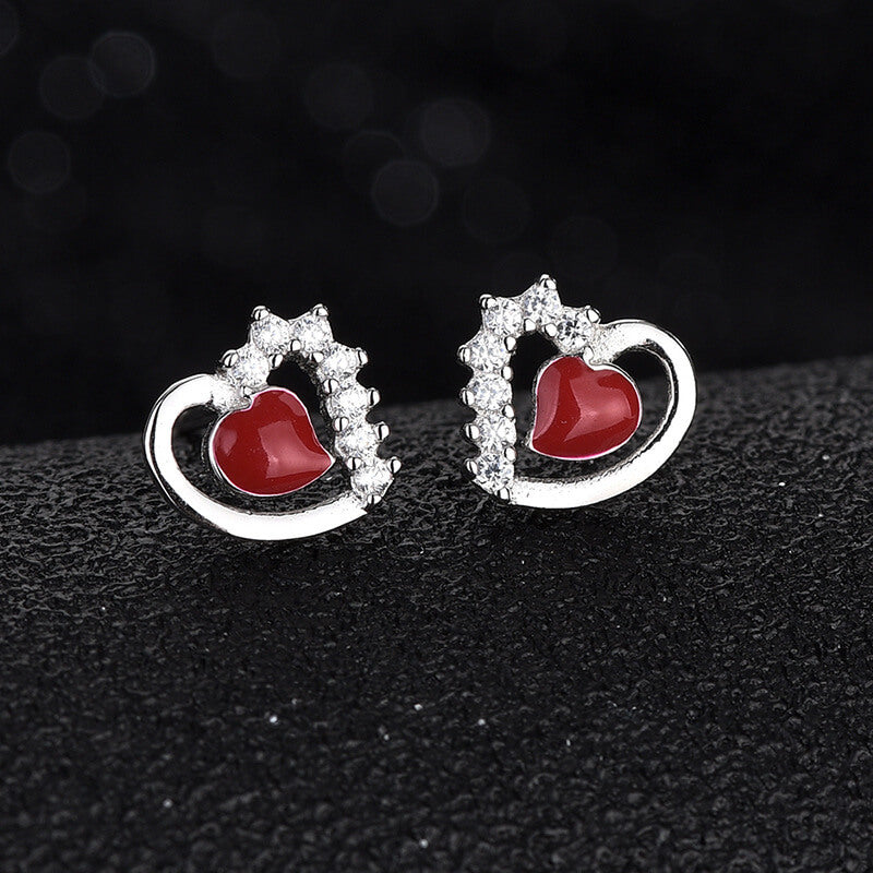 red heart earrings