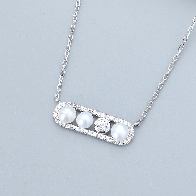 pearl bar necklace diamond